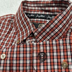 George Strait Wrangler Western Shirt Mens L Red Plaid Long Sleeve Cowboy Rodeo